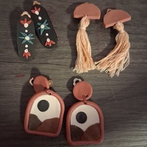 Unbranded Handcrafted Clay Clip On Earrings Set (NICKEL FREE) Size OS